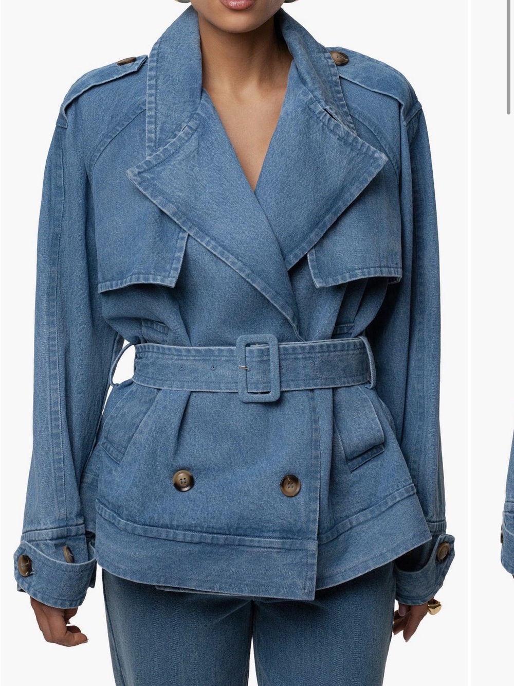 JLUXLABEL Double Breasted Denim Jacket
